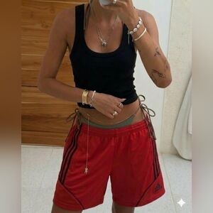 Vintage Adidas Y2K Red Mesh Basketball Shorts - Blokette Aesthetic - XL